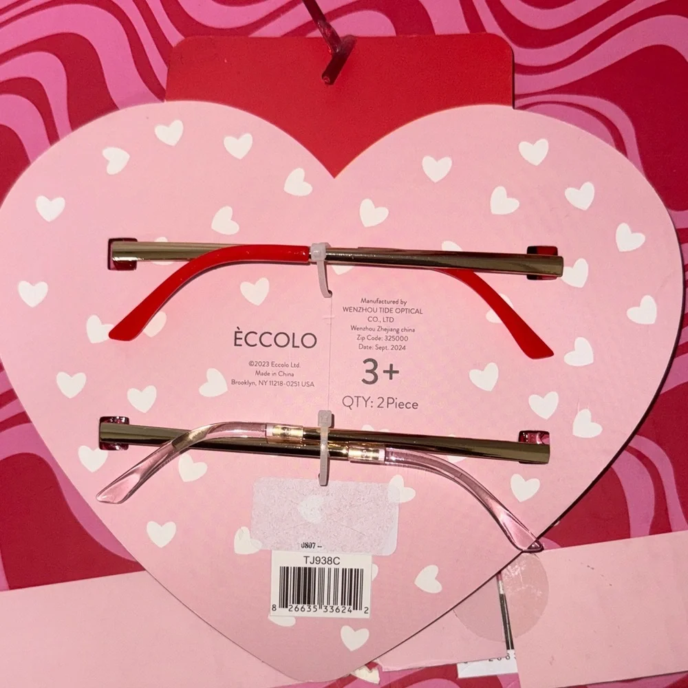 Eccolo Heart-Shaped Sunglasses Sets Valentines Day  4 Pieces Kids size